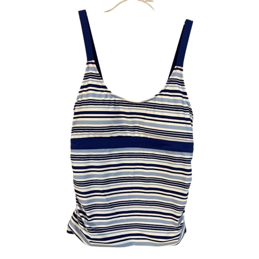 Cabana Life x Talbots Tankini Top Womens Medium Blue White Excellent Striped